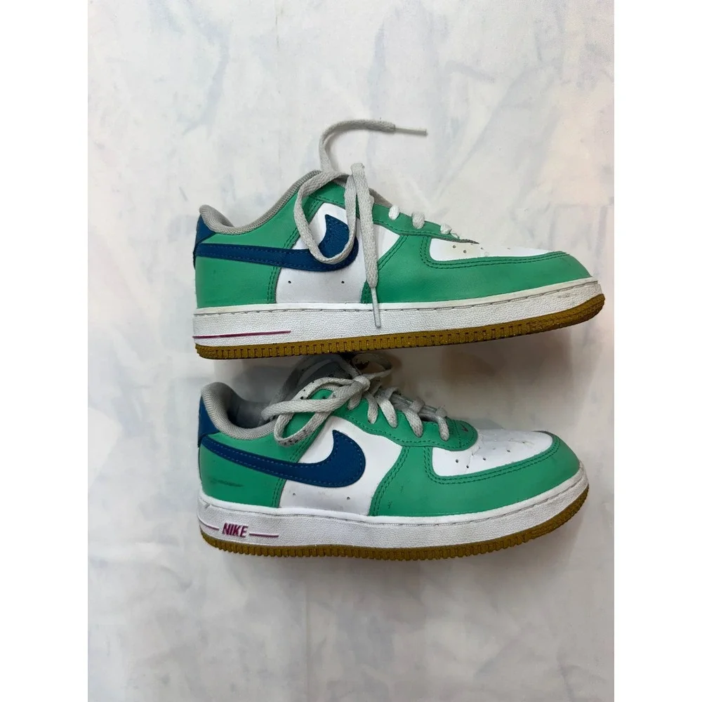 NIKE Girls 2 Green White Purple Air Force 1 LV8 BG White Green Abyss Spring